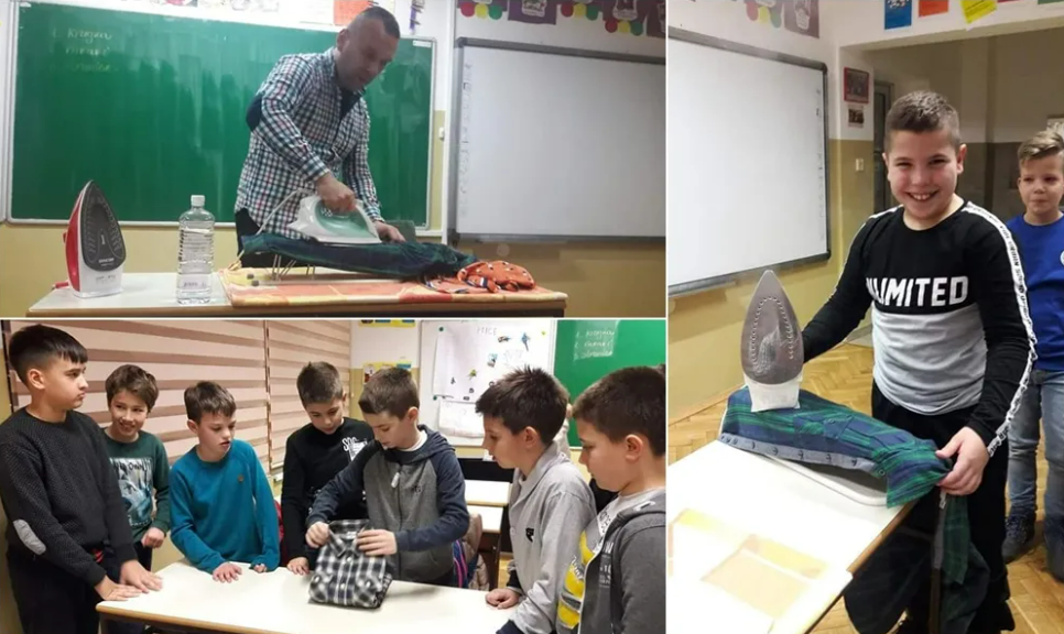 Učitelj đake uči kako da peglaju, ispeku palačinke i budu dobri ljudi